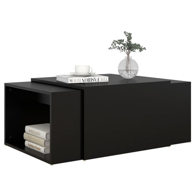 3 Piece Nesting Coffee Table Set Black 60x60x38 cm Chipboard - Payday Deals