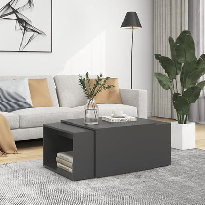 3 Piece Nesting Coffee Table Set Grey 60x60x38 cm Chipboard - Payday Deals