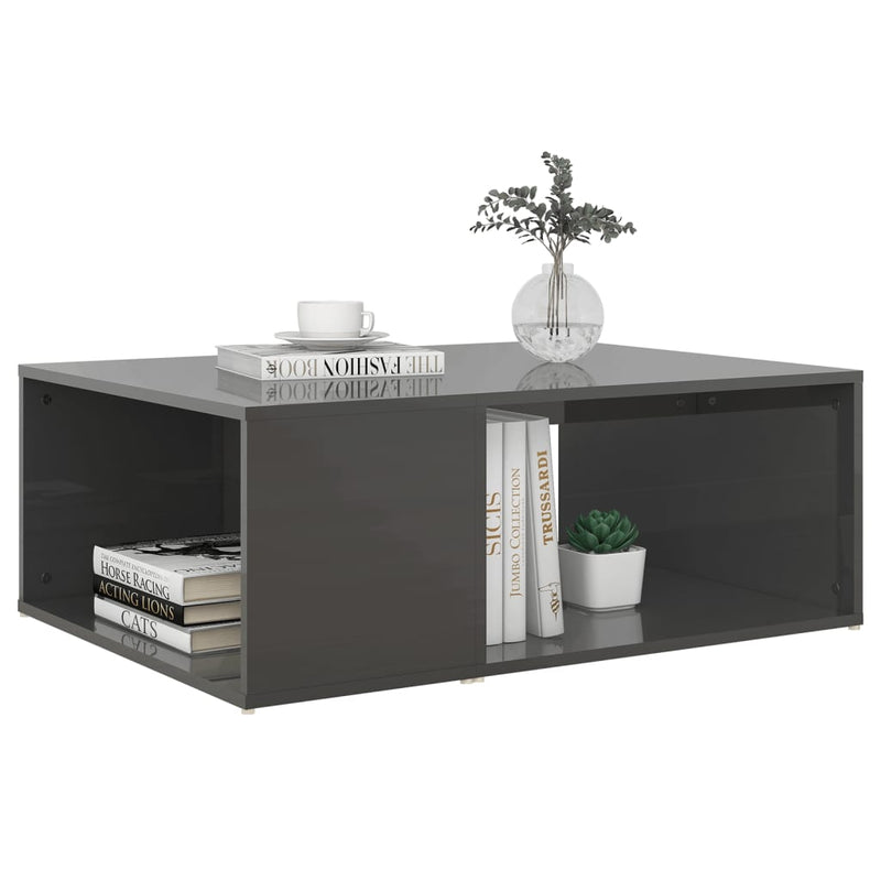 Coffee Table High Gloss Grey 90x67x33 cm Engineered Wood