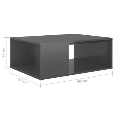 Coffee Table High Gloss Grey 90x67x33 cm Engineered Wood