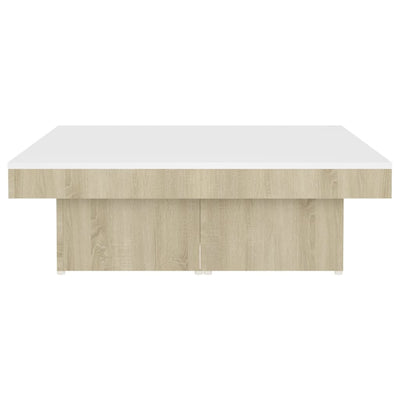 Coffee Table White and Sonoma Oak 90x90x28 cm Chipboard