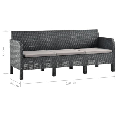 2 Piece Garden Lounge Set with Cushions PP Rattan Anthracite