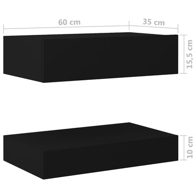 Bedside Cabinet Black 60x35 cm Engineered Wood