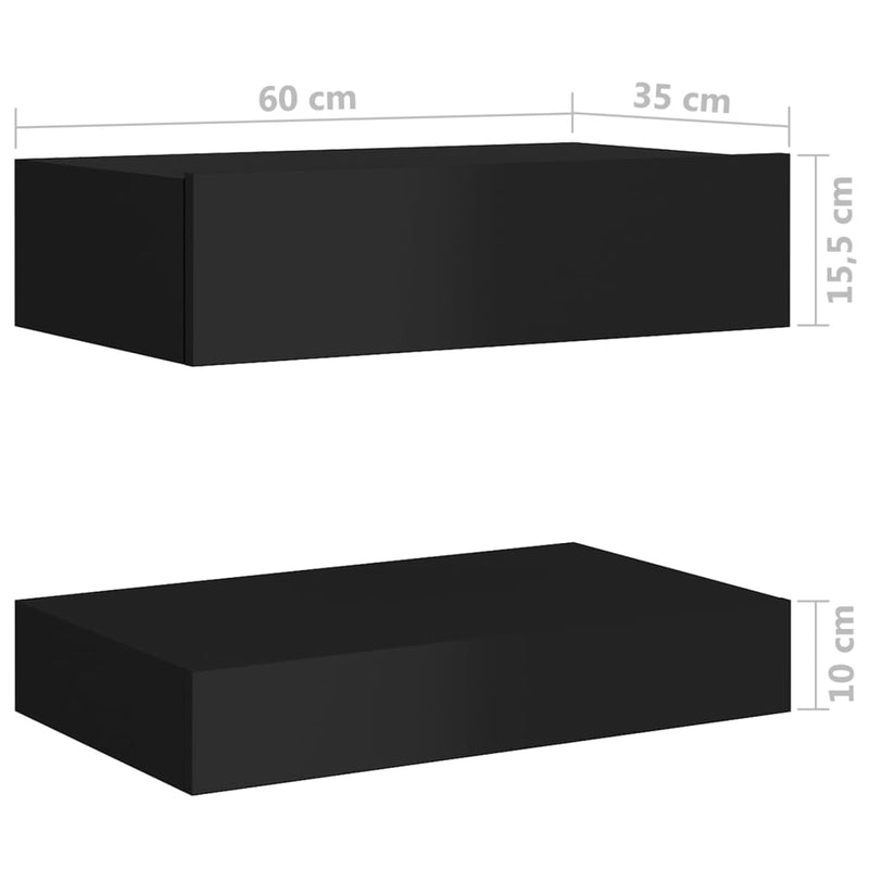 Bedside Cabinet High Gloss Black 60x35 cm Engineered Wood