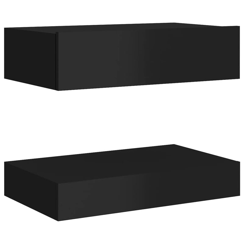 Bedside Cabinets 2 pcs High Gloss Black 60x35 cm Engineered Wood