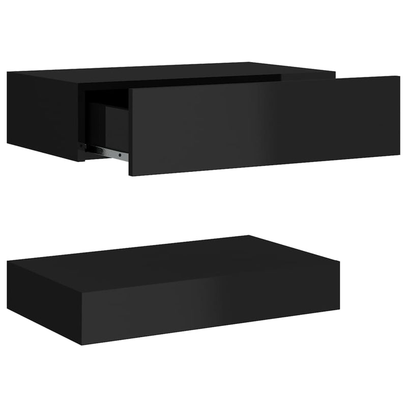 Bedside Cabinets 2 pcs High Gloss Black 60x35 cm Engineered Wood