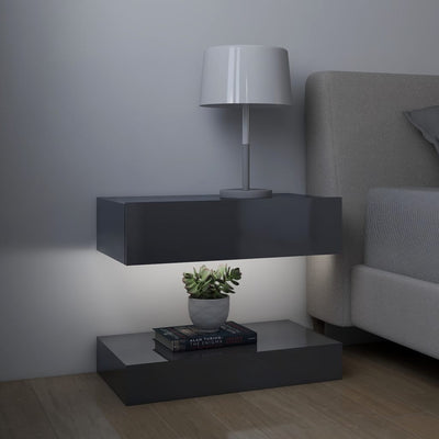 Bedside Cabinets 2 pcs High Gloss Grey 60x35 cm Engineered Wood