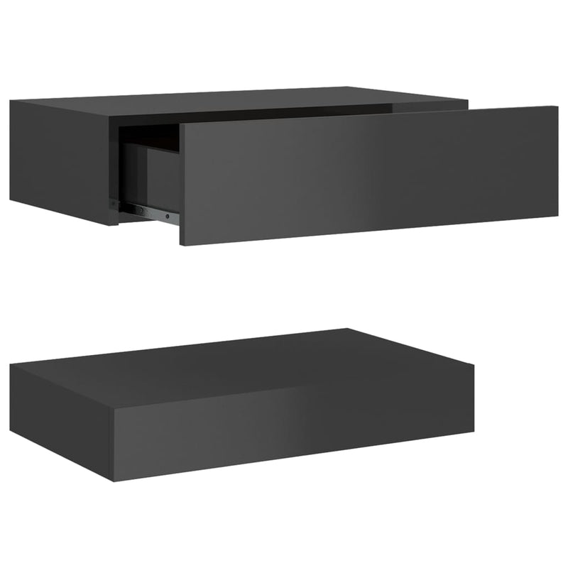 Bedside Cabinets 2 pcs High Gloss Grey 60x35 cm Engineered Wood