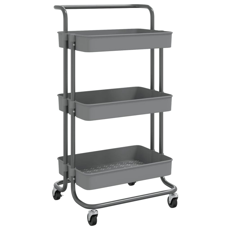 3-Tier Kitchen Trolley Grey 42x35x85 cm Iron and ABS