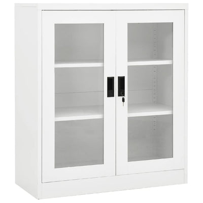 Office Cabinet White 90x40x105 cm Steel - Payday Deals