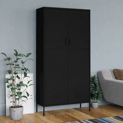 Wardrobe Black 90x50x180 cm Steel - Payday Deals