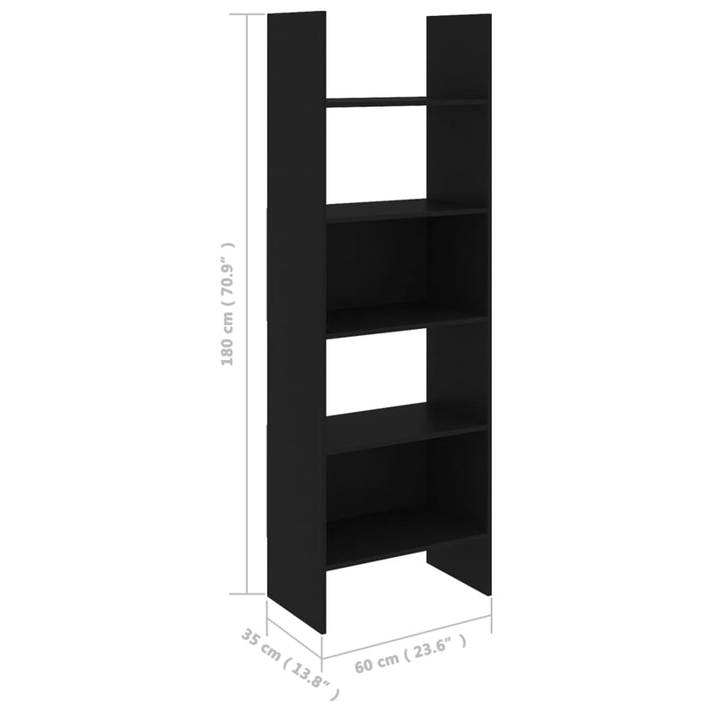 4 Piece Book Cabinet Set Black Engineered Wood