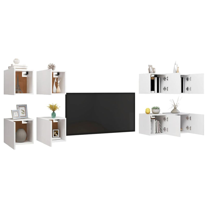 Wall Mounted TV Cabinets 8 pcs White 30.5x30x30 cm