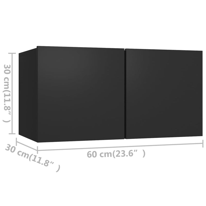 4 Piece TV Cabinet Set Black Engineered Wood