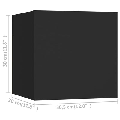 Wall Mounted TV Cabinets 8 pcs Black 30.5x30x30 cm