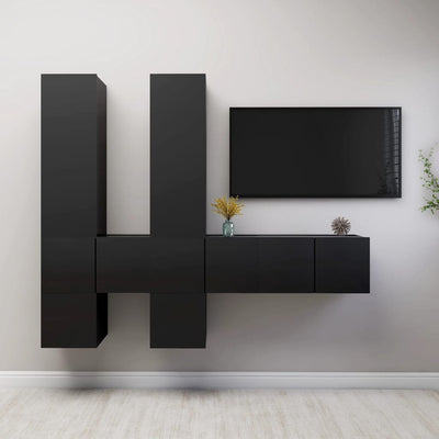 7 Piece TV Cabinet Set Grey Engineered Wood