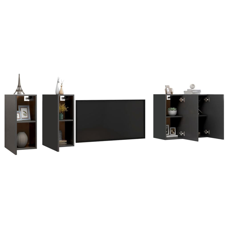 TV Cabinets 4 pcs Grey 30.5x30x60 cm Engineered Wood