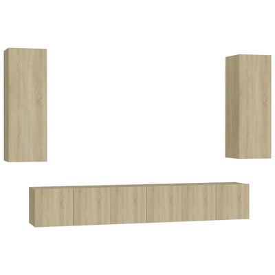 5 Piece TV Cabinet Set Sonoma Oak Engineered Wood