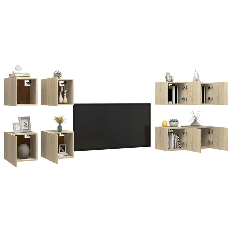 Wall Mounted TV Cabinets 8 pcs Sonoma Oak 30.5x30x30 cm