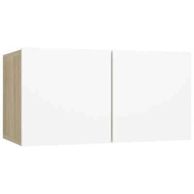 4 Piece TV Cabinet Set White and Sonoma Oak Engineered Wood