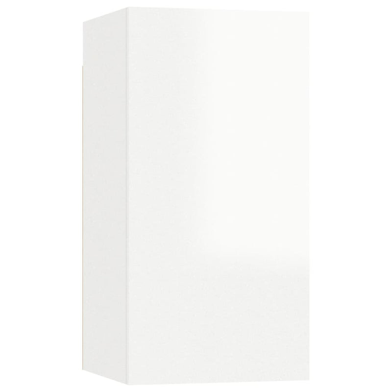 7 Piece TV Cabinet Set High Gloss White Engineered Wood