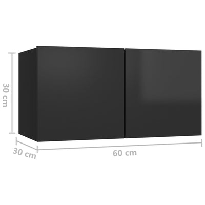 5 Piece TV Cabinet Set High Gloss Black Engineered Wood