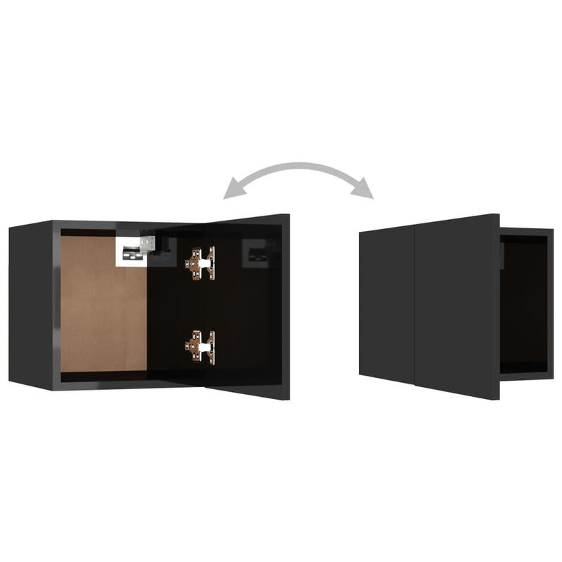 7 Piece TV Cabinet Set High Gloss Black Engineered Wood