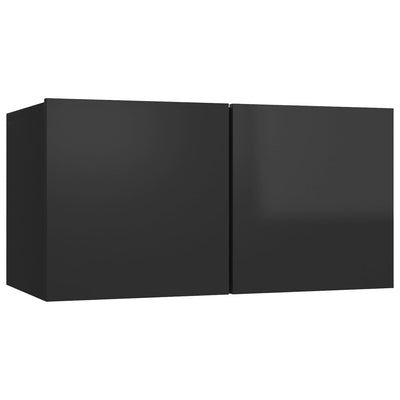 10 Piece TV Cabinet Set High Gloss Black Engineered Wood