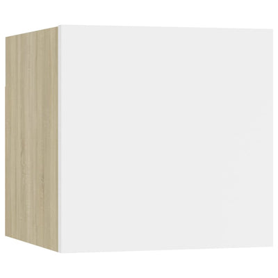 Bedside Cabinet White and Sonoma Oak 30.5x30x30 cm Engineered Wood