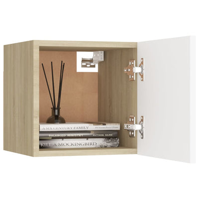 Bedside Cabinets 2 pcs White & Sonoma Oak 30.5x30x30 cm Engineered Wood