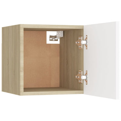 Bedside Cabinets 2 pcs White & Sonoma Oak 30.5x30x30 cm Engineered Wood