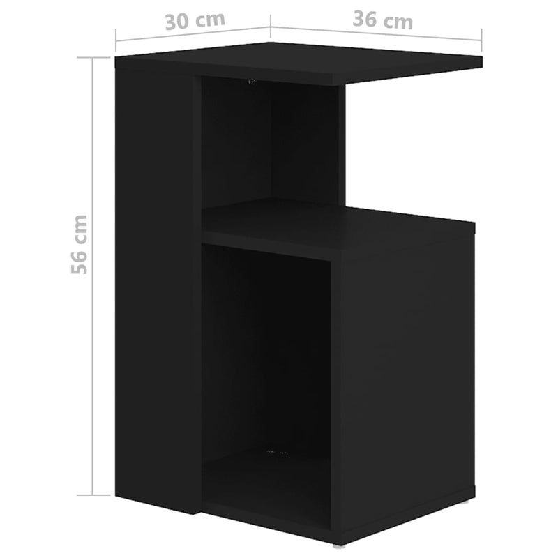 Side Table Black 36x30x56 cm Chipboard