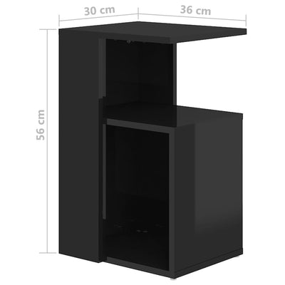 Side Table High Gloss Black 36x30x56 cm Chipboard