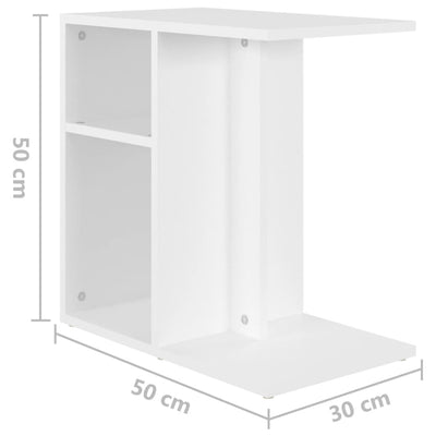 Side Table White 50x30x50 cm Chipboard