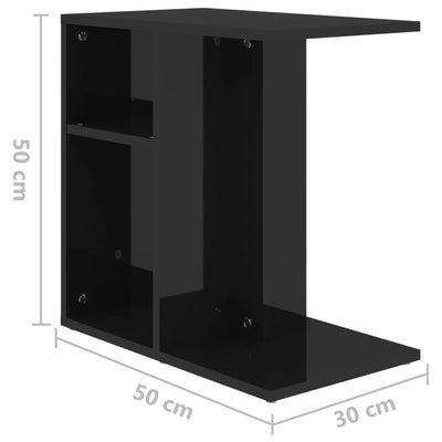 Side Table High Gloss Black 50x30x50 cm Chipboard