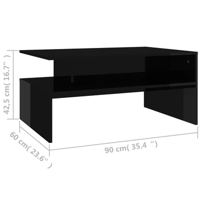 Coffee Table High Gloss Black 90x60x42.5 cm Engineered Wood