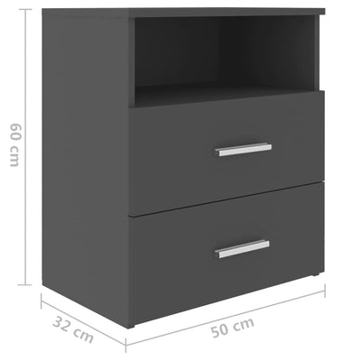 Bed Cabinets 2 pcs Grey 50x32x60 cm