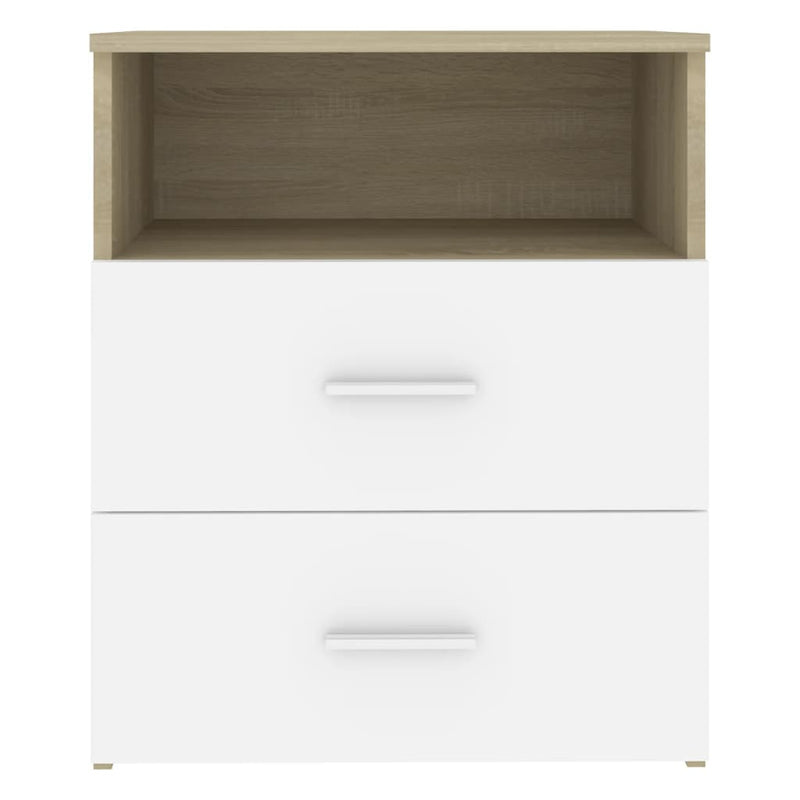Bed Cabinets 2 pcs Sonoma Oak and White 50x32x60cm
