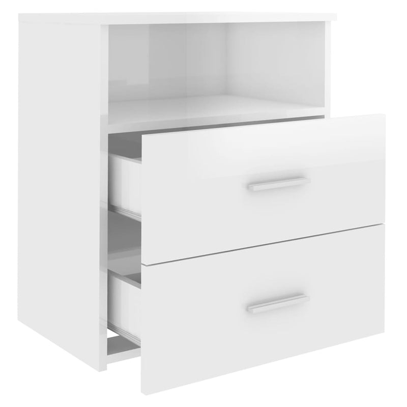 Bed Cabinet High Gloss White 50x32x60cm