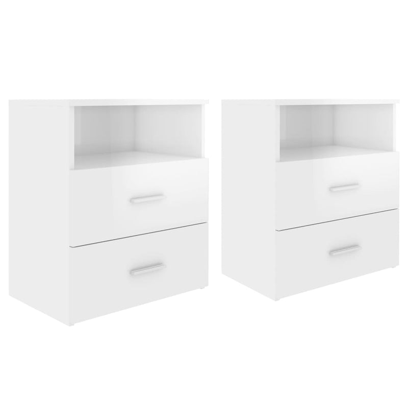 Bed Cabinets 2 pcs High Gloss White 50x32x60 cm