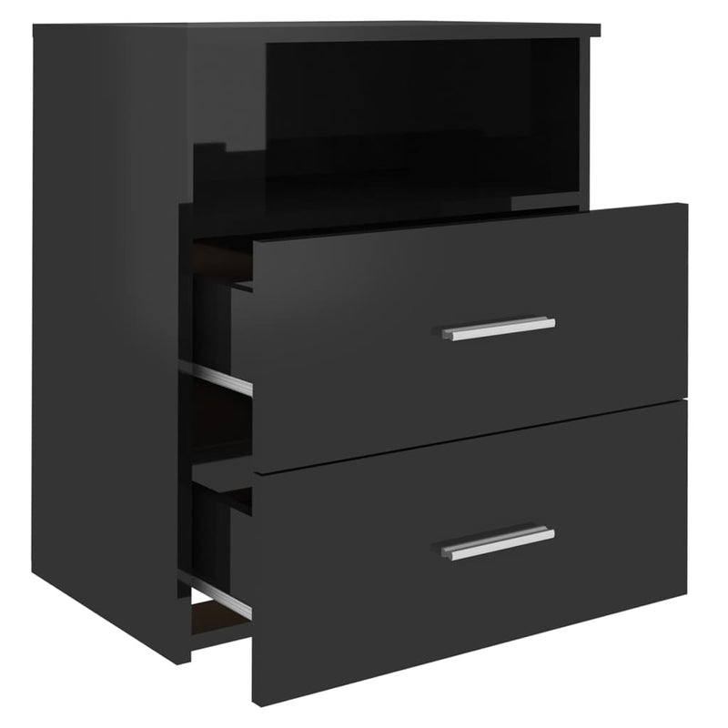 Bed Cabinet High Gloss Black 50x32x60cm
