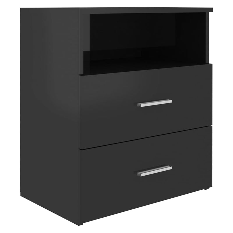 Bed Cabinets 2 pcs High Gloss Black 50x32x60 cm