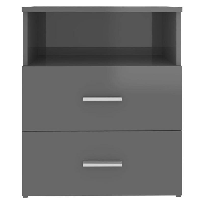 Bed Cabinet High Gloss Grey 50x32x60 cm