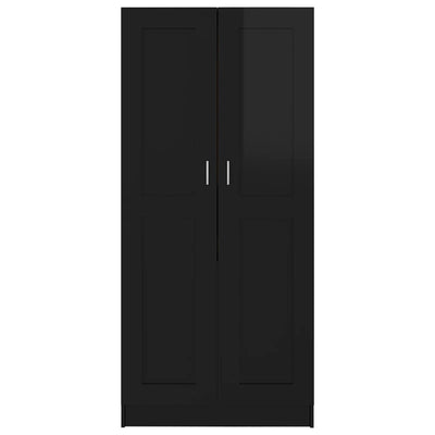 Wardrobe High Gloss Black 82.5x51.5x180 cm Chipboard