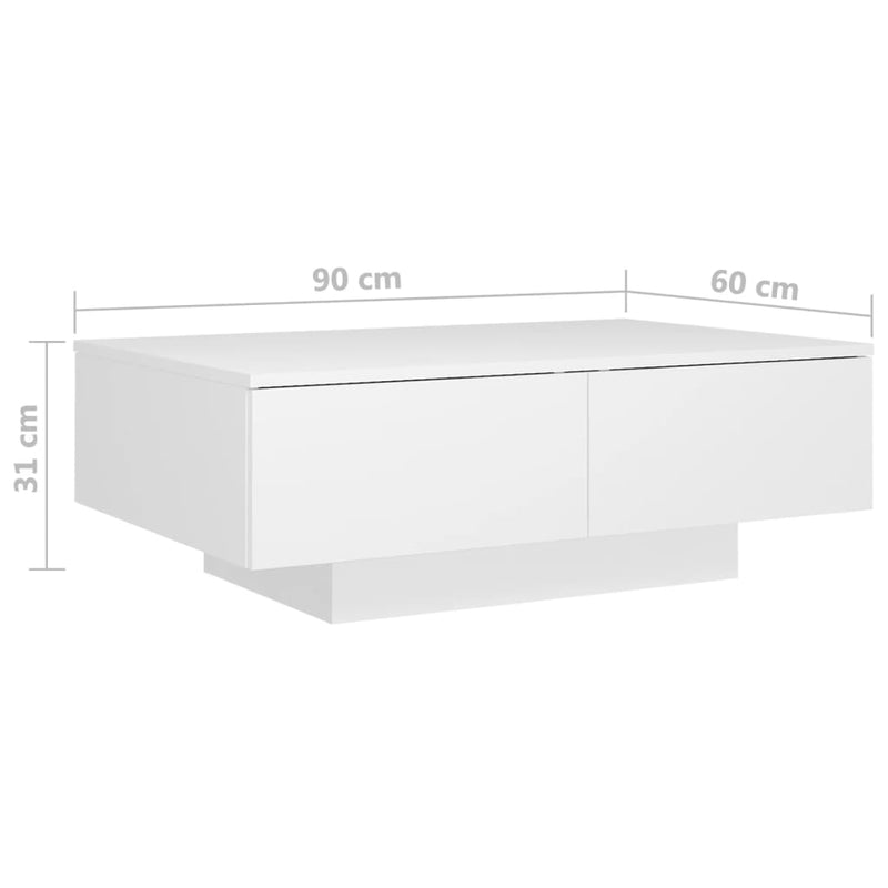 Coffee Table White 90x60x31 cm Engineered Wood