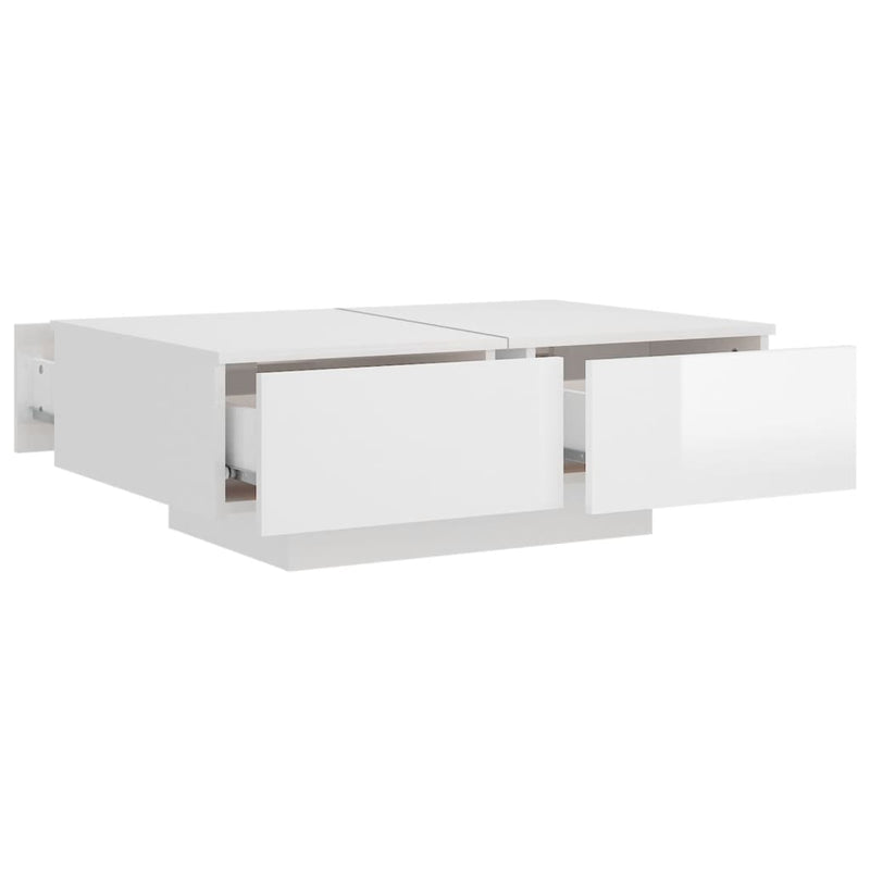 Coffee Table High Gloss White 90x60x31 cm Engineered Wood
