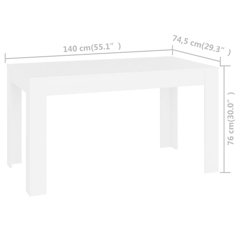 Dining Table White 140x74.5x76 cm Chipboard