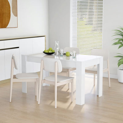 Dining Table High Gloss White 140x74.5x76 cm Chipboard