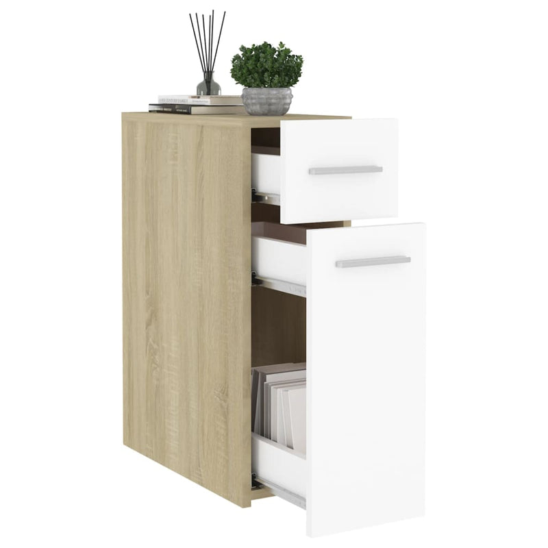 Apothecary Cabinet White and Sonoma Oak 20x45.5x60 cm Engineered Wood