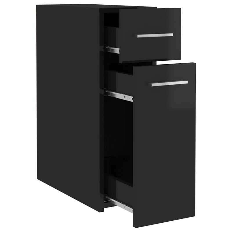 Apothecary Cabinet High Gloss Black 20x45.5x60 cm Engineered Wood